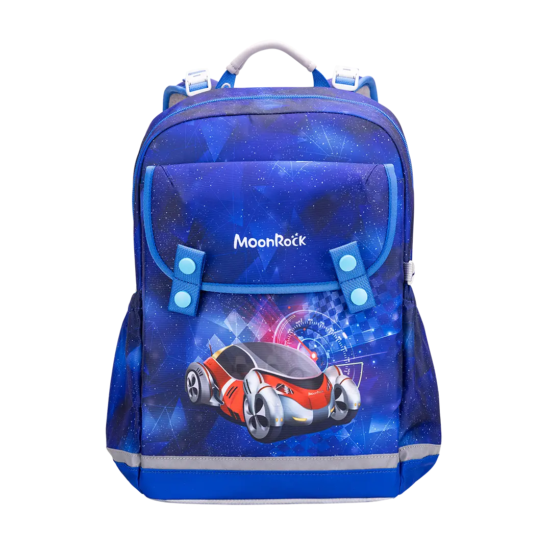 SS100P MoonRock Ergonomic Schoolbag - Light Speed Race - Blue