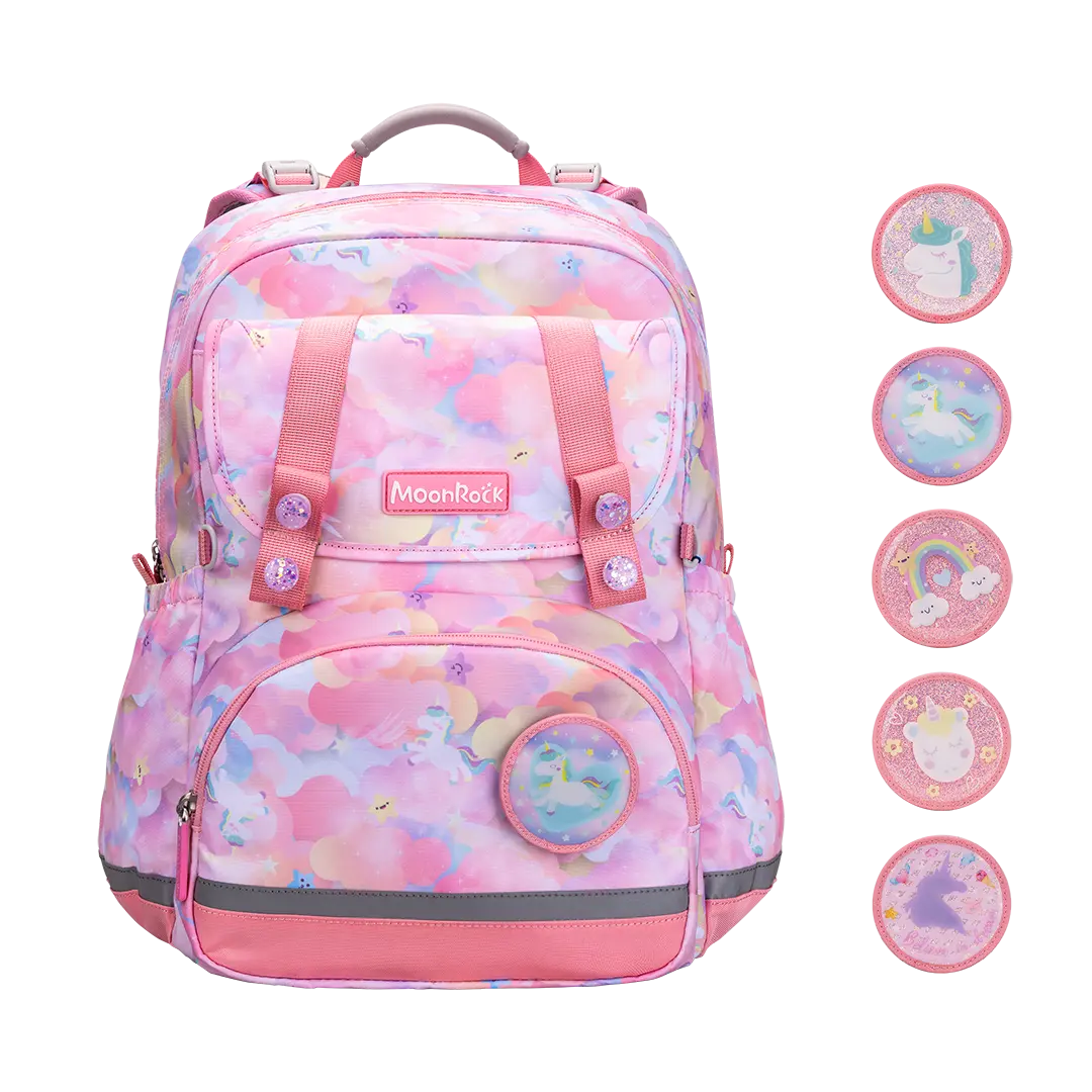 SP101P-2323 Moonrock Ergonomic Schoolbag - Rainbow Unicorn-Pink